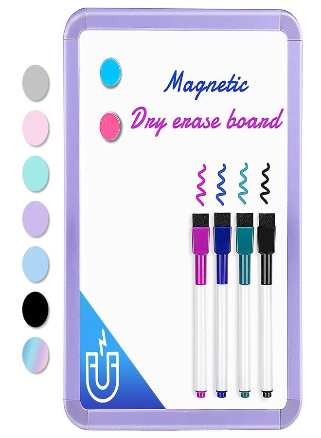 VUSIGN Small White Board Dry Erase, 8.5'' x 11'' Magnetic Dry Erase Board, Mini Whiteboard with Markers for Kids, Students, Fridge, Wall, Locker, Purple - Image 1